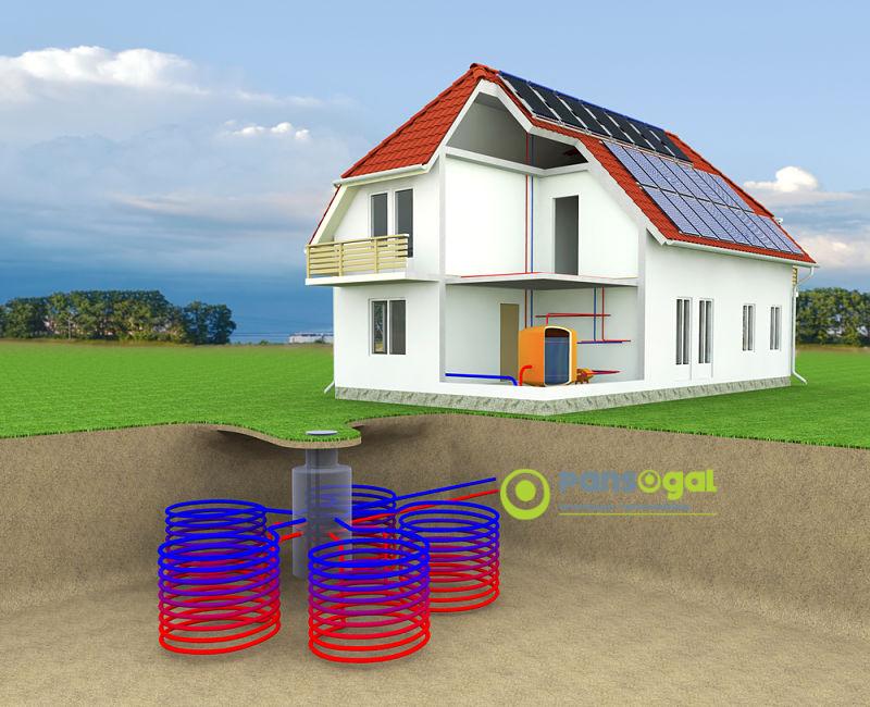 Geotermia en casa para vivienda unifamiliar
